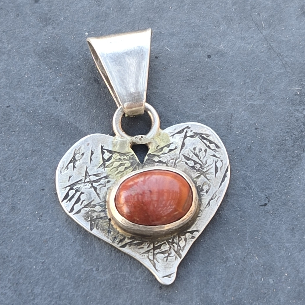Vintage Handmade Sterling Silver Heart Pendant